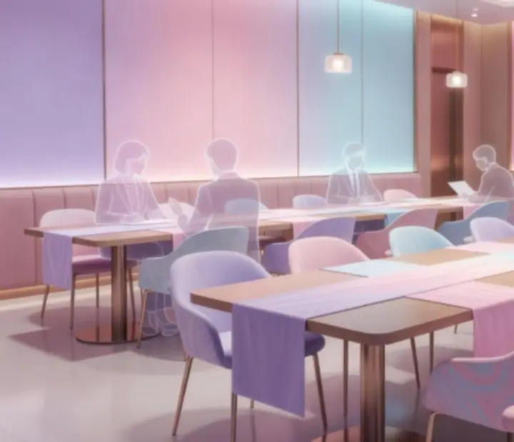 Anime-stílusú, modern vállalati meeting enteriőr a Tiszanovában